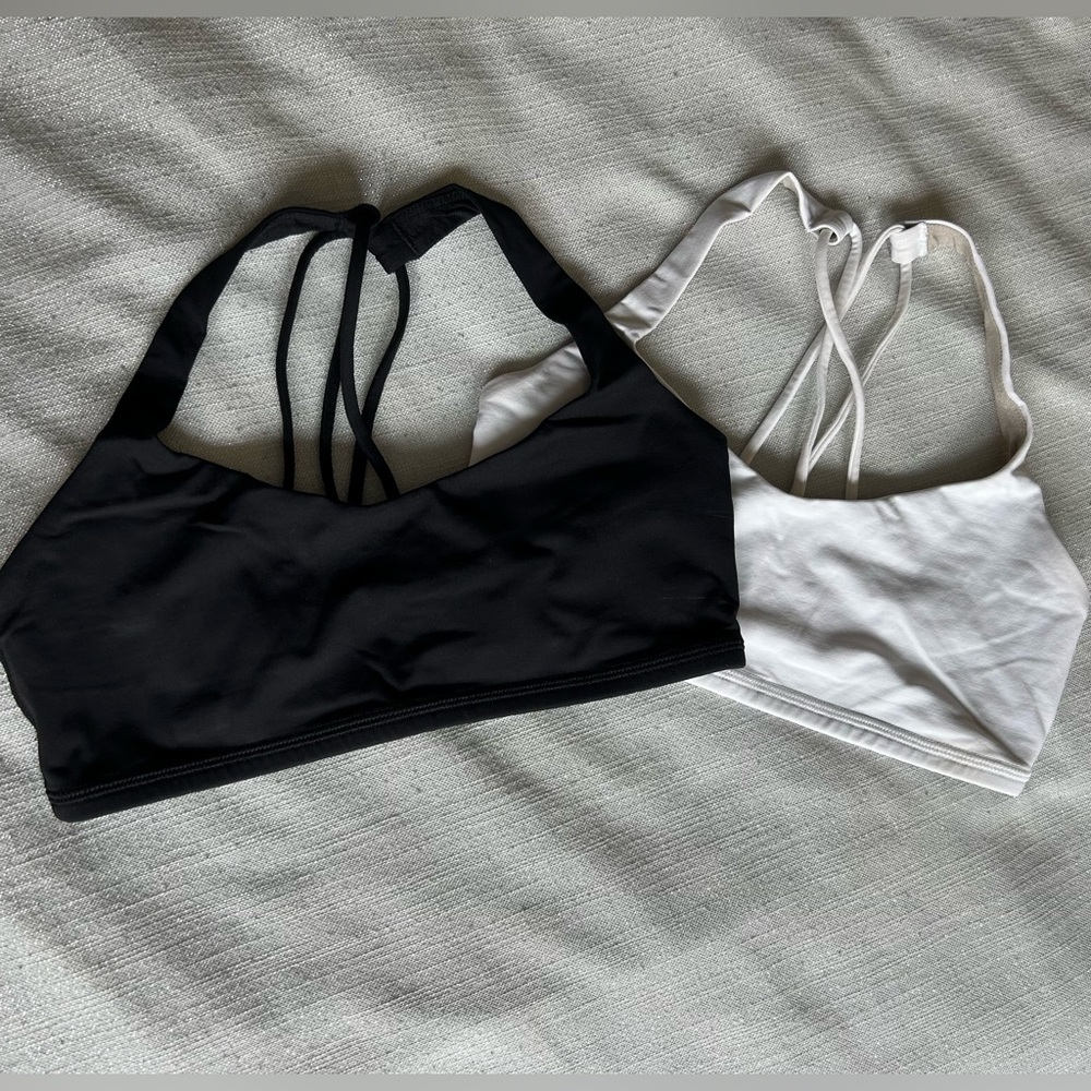 bundle of two: free to be lululemon sports bras size 4; black and white